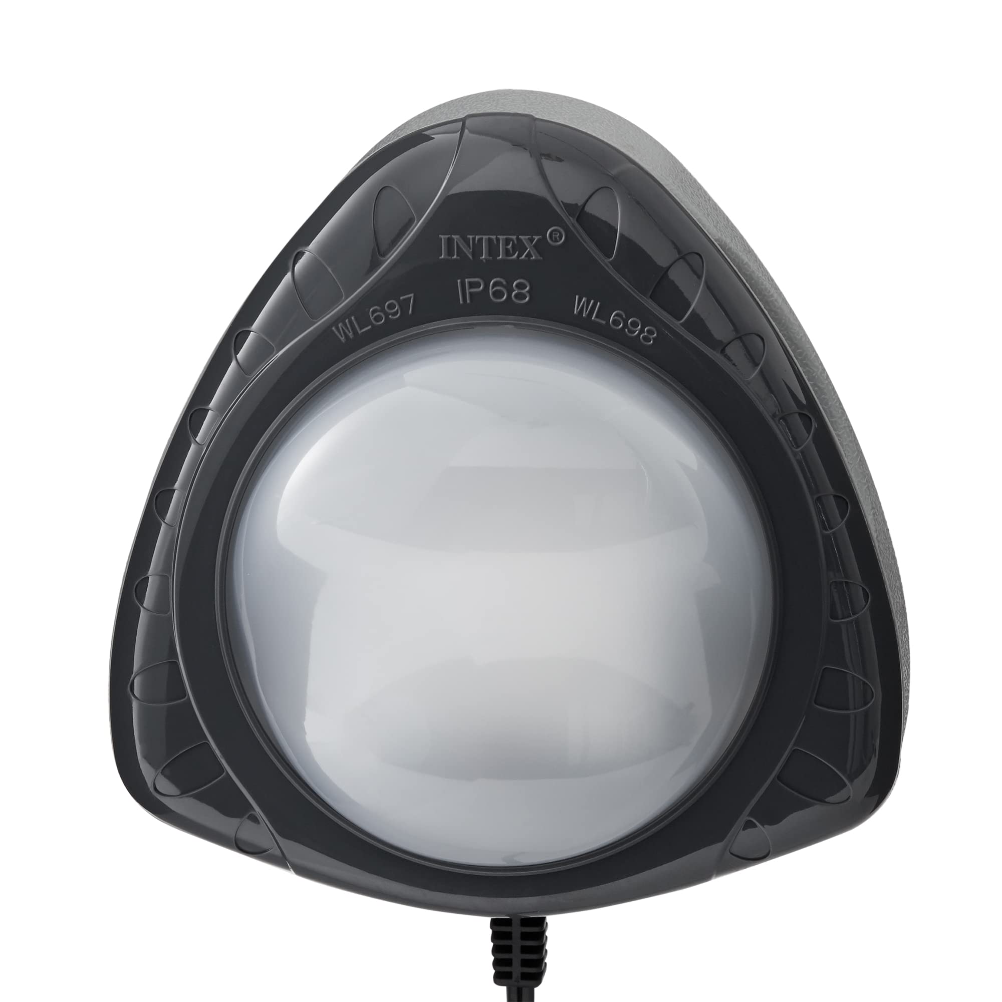 Close-up of the Intex IP68 underwater LED light face, models WL697 and WL698