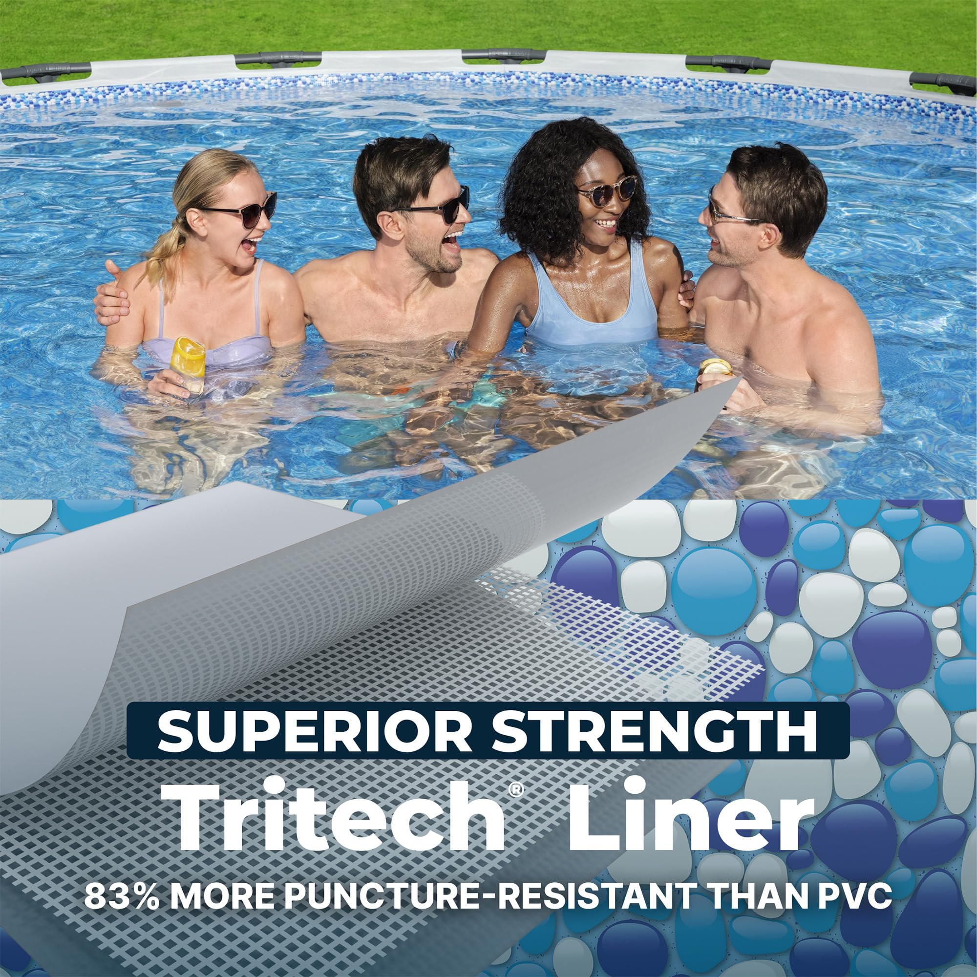 Bestway Tritech 3-layer pool liner, 83 percent more puncture-resistant than PVC